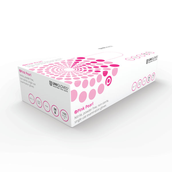 Uniglove box of 100 nitrile gloves - Pink Pearl